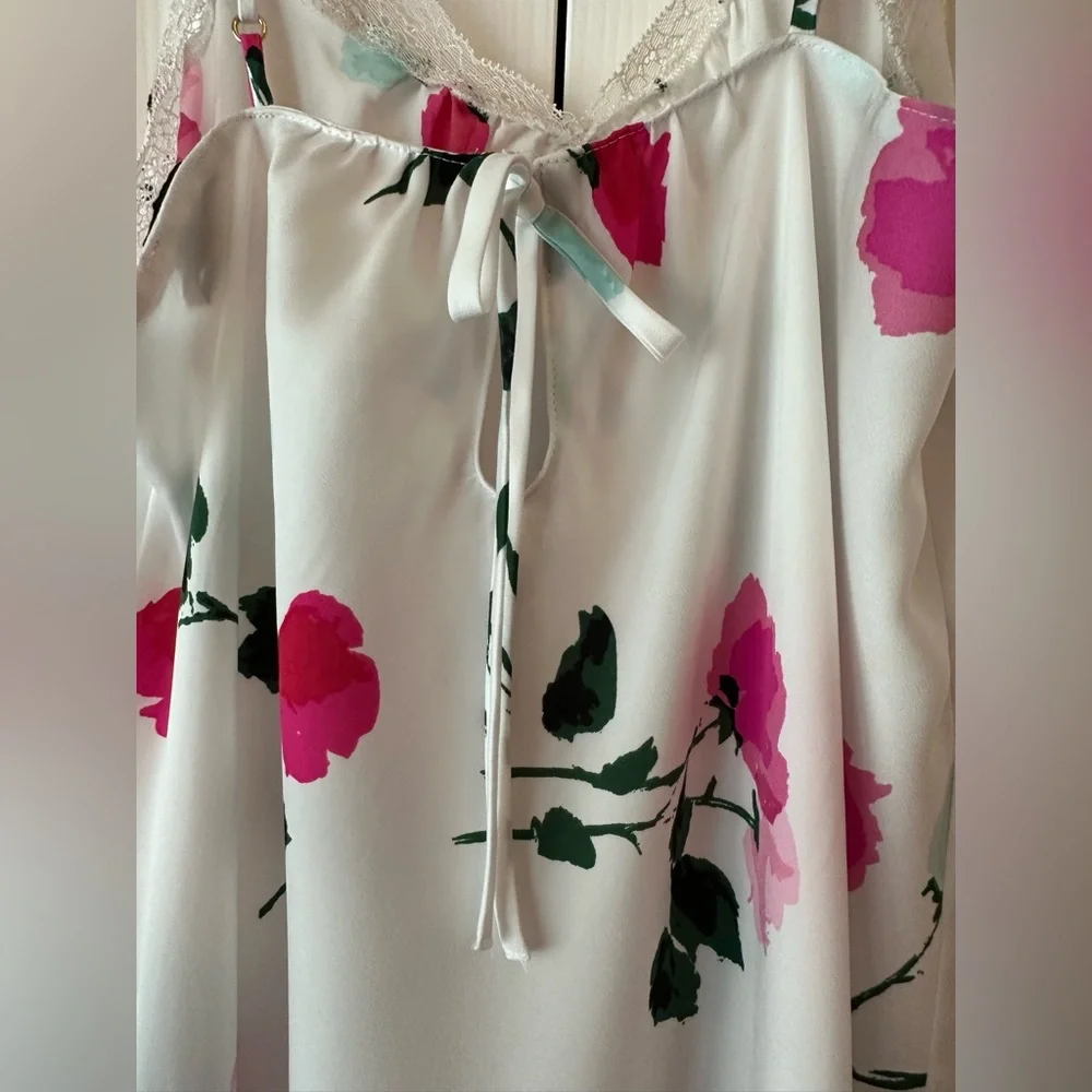 Kate Spade Intimates, White & Pink Floral Nightgown Sz S Very Good Condition